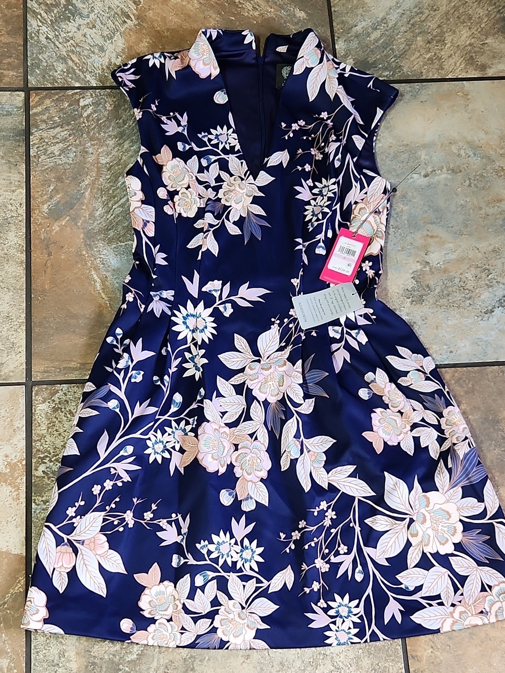 Vince Camuto Navy Floral Fit & Flare Mini Dress